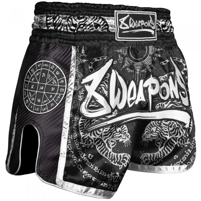 Шорти - 8 WEAPONS - Muay Thai Shorts - Carbon Sak Yant Tigers - Black
